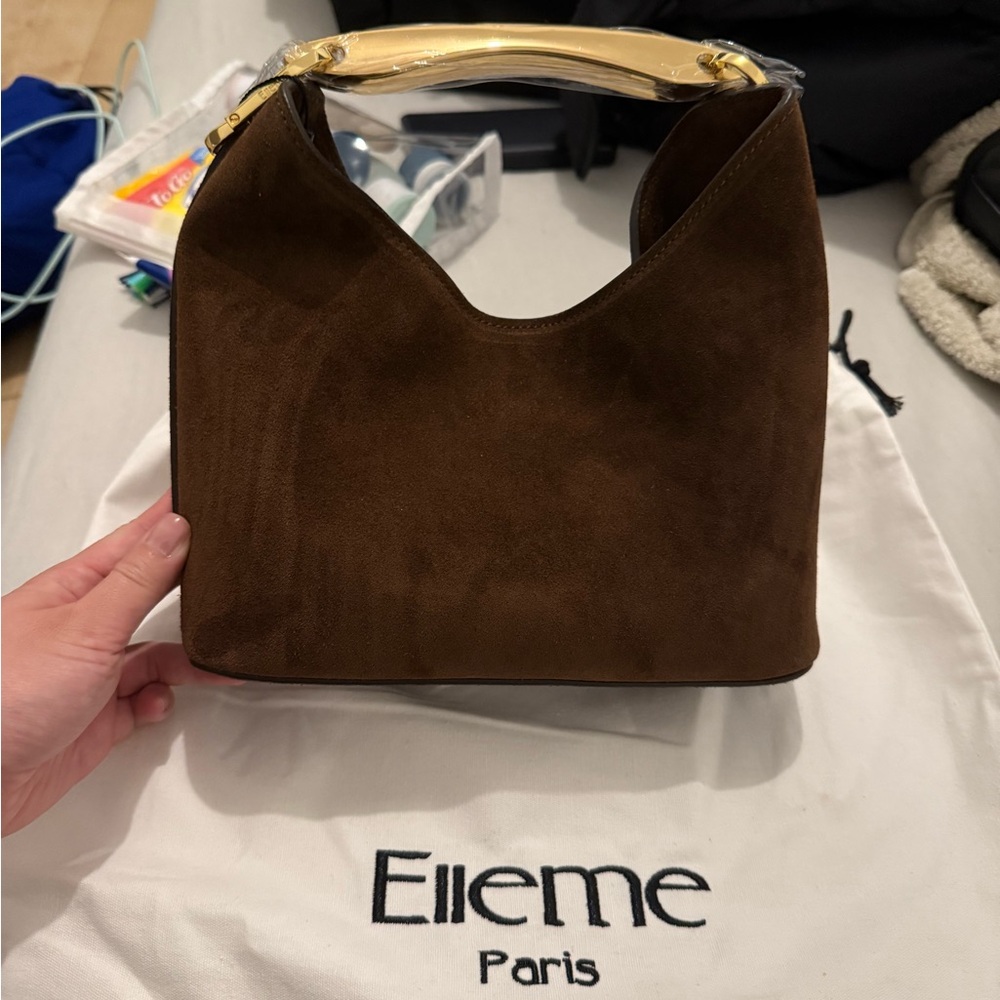 Brown Suede Boomerang Bag - Picture 4 of 7